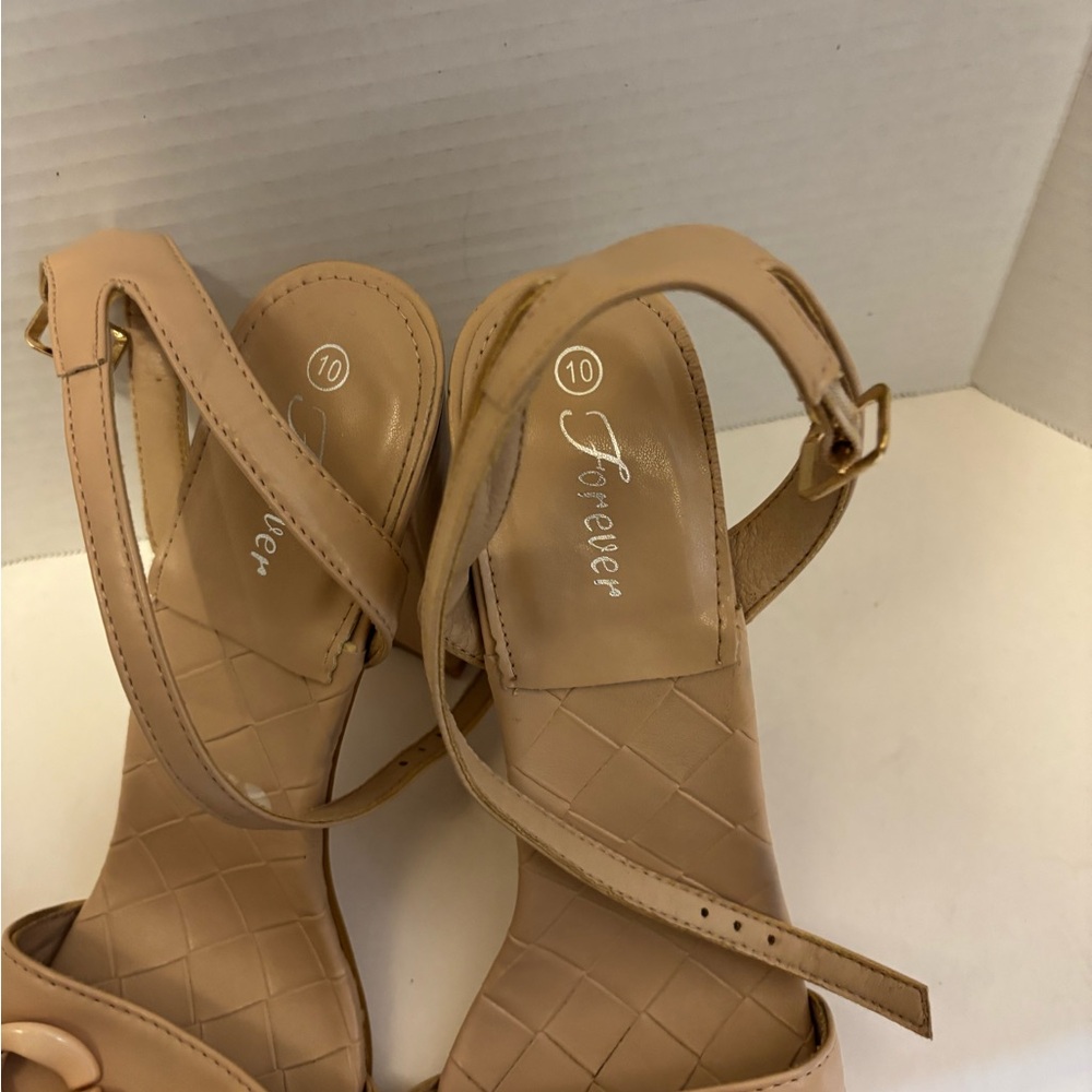 🔵Elegant Tan Block Heel Sandals - Picture 14 of 15